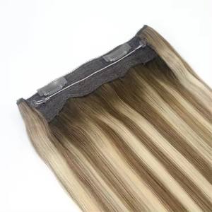 18 Pouces Blond Cendré Faits Saillants Blond Clair <span class=keywords><strong>Secret</strong></span> Fil Invisible Extensions de Cheveux Humains Ligne de Poisson Extensions de Halo de Cheveux 80G - Product Image 3