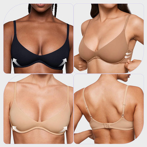 Reggiseno balconette push-up da <span class=keywords><strong>donna</strong></span> senza fodera con ferretto, spalline regolabili, tinta unita, senza cuciture, traspirante in nylon per tutti i giorni - Product Image 4