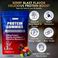 OEM ODM Gummies protéinés végétaliens originaux en sachet, Gummies protéinés pour le fitness et Gummies vitamines C, Gummies protéinés de lactosérum