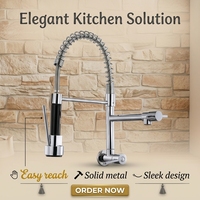 Robinet de cuisine brésilien mural, best-seller, à eau froide, double sortie, à ressort, en acier inoxydable brossé, pivotant à 360 degrés
