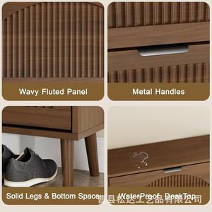 Wooden retro <b>shoe</b> cabinet, suitable for small apartments, entryway, and <b>shoe</b> <b>storage</b>; solid wood floor-standing <b>storage</b> cabinet. - Product Image 4