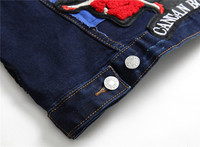 Veste en jean personnalisée de haute qualité patch brodé serviette brodée lavage lourd coupe-vent veste en jean