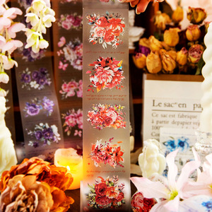 1 rotolo di nastro ad anello lungo per animali domestici il fiore fiorirà lungo la serie di adesivi in materiale floreale opaco della serie stradale - Product Image 3