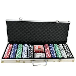 Hot Sale Gambling Casinos 500 Piece ABS Plastic Poker Chips Set With Aluminium Case