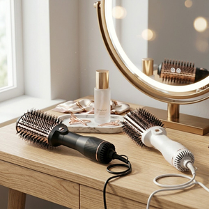 Sèche-cheveux et volumateur professionnel 4-en-1 à air chaud ionique négatif 1200W, brosse coiffante électrique - Product Image 1