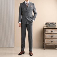 Setelan Jas Pria Berkualitas Tinggi Bahan Campuran Wol Worsted Bernapas, Model Double-breasted untuk Acara Formal, Bisnis, dan Kantor, Dilengkapi dengan Celana Jas untuk Pria
