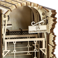 Maisons de poupées DIY, bibliothèque, l'ère de la vapeur, station de chemin de fer, support de livre en bois, kit de puzzle 3D