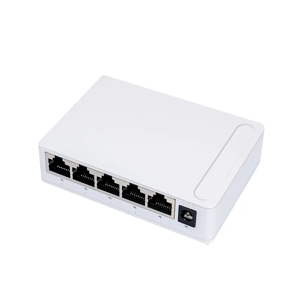Harga Pabrik Casing Plastik Desktop 5 Port 10 100 1000M Gigabit Ethernet Hub Saklar Jaringan Tidak Terkelola