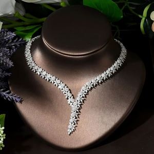 HIBRIDE última moda AAA Cubic Zirconia conjuntos de joyería nupcial diseño de flores collar conjunto fiesta Parure Bijoux Femme Mariage - Product Image 4