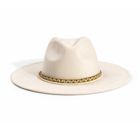 Vente en gros OEM, nouveauté, chapeau en feutre à large bord avec bande perlée, chapeau Fedora en daim pour hommes et femmes, chapeaux Panama classiques