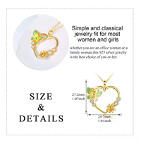Collier pendentif coeur fleur zircon papillon en émail plaqué or en argent sterling S925