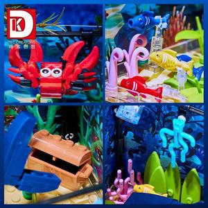 Ensemble de blocs de construction d'aquarium d'organismes marins Moc, animaux aquatiques mobiles, aquarium, bricolage, assemblage de briques, kit de jouets avec lumière - Product Image 4