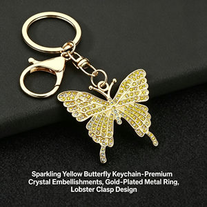 Llavero de moda exquisito para mujer, superventas, con mosquetón, mariposa de diamantes de imitación colorida, aleación de zinc con grabado en relieve, regalo - Product Image 4