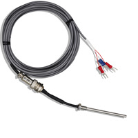 Sensor Suhu Tahan Air PT100 Platinum Resistance Temperature Sensor (RTS) Tipe K, Terpasang di Flens, Berpegas, Bahan Stainless Steel