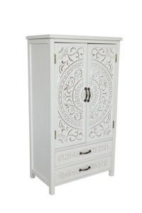 Armoire de rangement haute de 27 pouces, blanche, style rustique, en bois, <span class=keywords><strong>buffet</strong></span> polyvalent avec rangement - Product Image 3