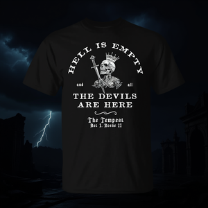 Camiseta con cita de Hell Is Empty And All The Devils Are Here, color negro, unisex, talla para adultos - Product Image 3