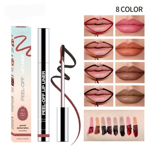 Crayon à Lèvres Vegan Peel Tattoo Longue Tenue, Stylo Contour des Lèvres 8 Couleurs Fini Mat Pailleté, Haute Pigmentation Naturelle Minérale - Product Image 1