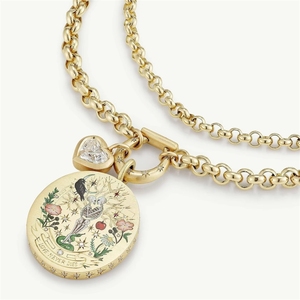 Colares Redondos Personalizados Feitos à Mão com Padrões Impressos em Aço Inoxidável Banhado a Ouro, Joias de Zircônia Cúbica para Mulheres - Product Image 1