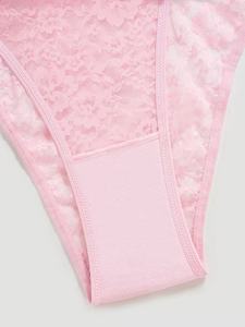 Custom Printed Women's High Cut High-Rise Everyday Plus Size Cotton Anti-Bacterial Seamless <strong>Waist</strong> Lace Thong <strong>Underwear</strong> - Product Image 4