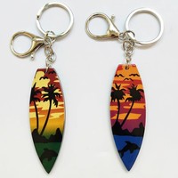 Porte-clés Souvenir Mini Surf, Souvenirs Hawaïens d'Été, Cadeaux Amusants, Jouets, Pendentifs Plage, Cocotier, Planche de Surf