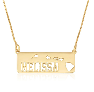 New Trendy Hawaii <strong>Islands</strong> Map Pendant Custom Name 18k Gold Plated Stainless Steel Necklace Design Non-Rust Jewelry <strong>Gift</strong> - Product Image 1