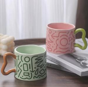 Taza de cerámica creativa con diseño de grafiti, tazas de <span class=keywords><strong>café</strong></span> y té simples de gran capacidad para la tarde, regalos de negocios - Product Image 3
