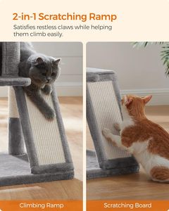 Multi-livello condominio per gatti tiragraffi e rampa piccola torre per gatti con pesce persico allargato per grandi gattini gatto albero - Product Image 4