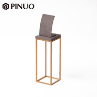 PINUO Ensemble de présentoirs de luxe pour bijoux, avec écran en treillis doré, buste à collier en suède et support surélevé en métal, pour comptoir de magasin et vitrine