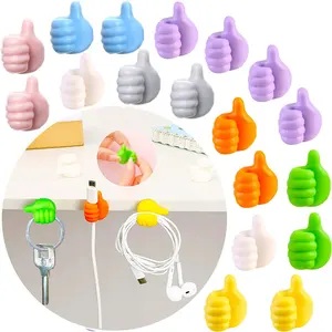 Clipe de Cabo Adesivo Multifuncional Silicone Thumb Wall Hook Auto-adesivo Thumb Hooks Holder Wall Hangers para Storage Plugs Keys