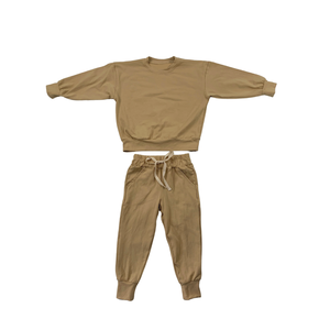 Maßgefertigtes <span class=keywords><strong>ZeDan</strong></span> Kinder-Hoodie-Set Übergroßer Rundhals-Pullover Jogginghose Acid-Wash Baumwolle 2-Teiliges Set - Product Image 2
