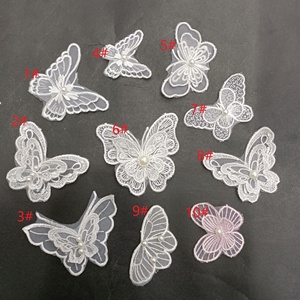 Nuovi molti <span class=keywords><strong>tipi</strong></span> <span class=keywords><strong>di</strong></span> appliques da <span class=keywords><strong>ricamo</strong></span> a farfalla, decorazioni a farfalla impreziosite da perle a doppio strato - Product Image 1