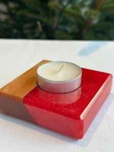 Porte-bougie en résine et en bois Fait à la main à partir de bois naturel et de résine Design unique Style durable et élégant Parfait pour la décoration de la maison - Product Image 2