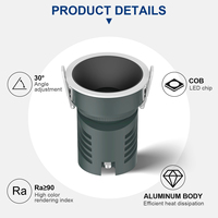 Spot LED encastré en aluminium à intensité variable avec anti-éblouissement de haute qualité 3000K 4000K Blanc chaud pour usage commercial en plafond