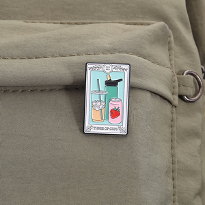 三个杯子珐琅别针塔罗牌灵感胸针咖啡苏打水设计翻领徽章珠宝礼物给朋友 - Product Image 3