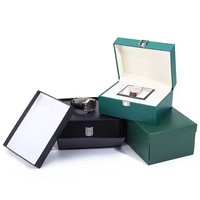Boîte à montres carrée en similicuir, grande taille, 19*15*9.5cm, avec fermoir métallique argenté, intérieur en velours blanc, impression de logo personnalisée, vente en gros