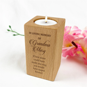 Personalized Engraved Wooden Tealight Holder <b>Memorial</b> <b>Candle</b> Holder Natural Table Wedding Decoration - Product Image 1