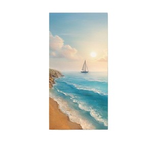 Hand Painted Oil Painting Seascape Mural 3D Effect Sunrise Beach Scene Wall <b>Art</b> For Hallway Entryway Decor Unframed - Product Image 4