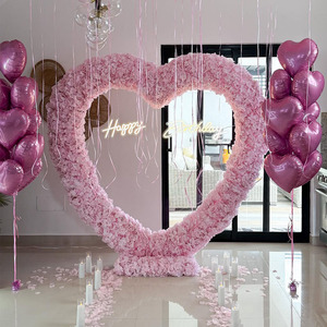 Arco DE BODA artificial en forma de corazón, telón de fondo, arco de corazón de amor, rosa roja, decoración de arco de flores - Product Image 3