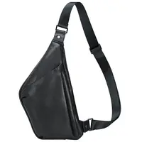 Прямая поставка, мужская и женская мягкая черная деловая сумка-слинг через плечо из натуральной коровьей кожи, нагрудная сумка из натуральной кожи