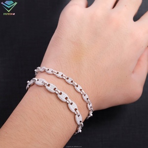 สร้อยข้อมือคิวบันแฟชั่นมอสซาไนต์ เครื่องประดับชั้นดี ขนาด 6 มม. 8 มม. เงินแท้ S925 สำหรับผู้ชายและผู้หญิง สร้อยข้อมือคิวบันเพชรโมอิสซาไนต์ VVS - Product Image 5