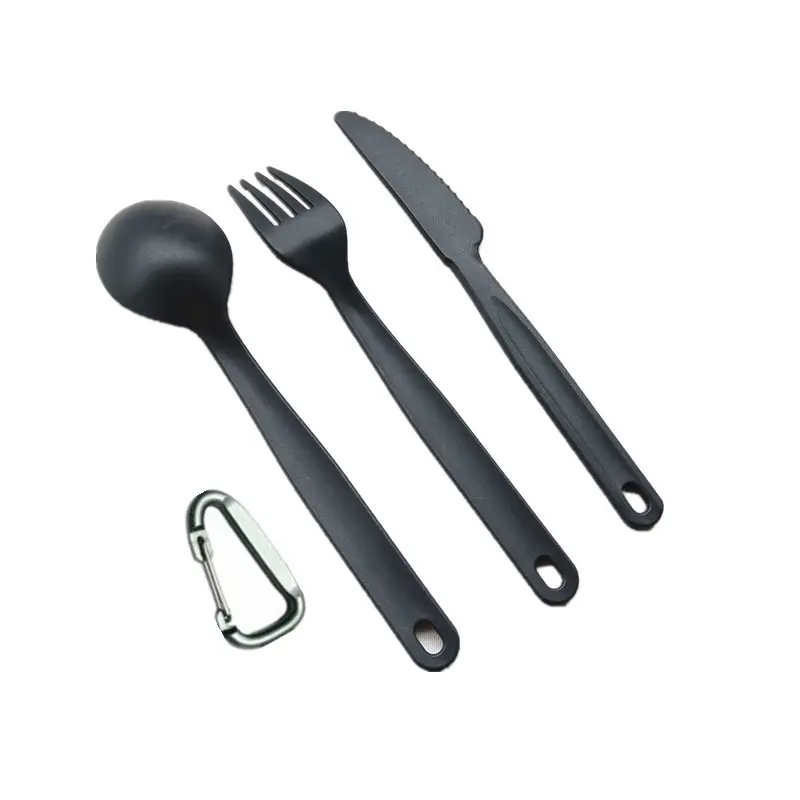 Juego de utensilios de cocina portátiles para acampar de diseño moderno, cubiertos de plástico sostenibles para comer al aire libre, incluye tenedor, cuchillo, cuchara, Kit de vajilla