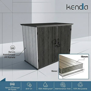 <span class=keywords><strong>Armoire</strong></span> de rangement extérieure légère en <span class=keywords><strong>PVC</strong></span> et acier robuste Kenda avec portes doubles verrouillables anti-moisissure pour usage domestique - Product Image 2