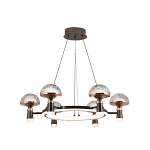 Lustre nordique de luxe pour salle à manger/salon, en <span class=keywords><strong>fer</strong></span> <span class=keywords><strong>forgé</strong></span> et aluminium, LED blanc chaud, protection des yeux, type <span class=keywords><strong>suspension</strong></span>, <span class=keywords><strong>noir</strong></span>/or - Product Image 1