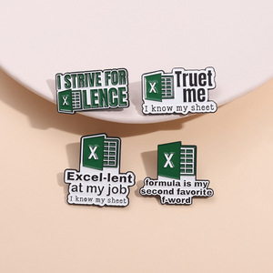 Excel Lembar Kerja huruf Enamel pin <span class=keywords><strong>Custom</strong></span> untuk Spreadsheet sheet bros kerah lencana hewan perhiasan hadiah untuk anak-anak teman - Product Image 2