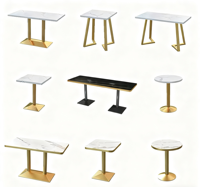 Table à manger moderne avec plateau en marbre et dalle de roche pour restaurant, fast-food, café, salon de thé, snack-bar, ensembles de tables et de chaises
