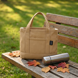 Bolsa <span class=keywords><strong>de</strong></span> Mano <span class=keywords><strong>de</strong></span> Lona <span class=keywords><strong>de</strong></span> Algodón Impermeable Ecológica Personalizada, Bolsa <span class=keywords><strong>de</strong></span> Compras Reutilizable Plegable y Reciclable con Asas <span class=keywords><strong>de</strong></span> Cuerda y Múltiples Bolsillos - Product Image 3