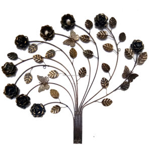 METAL LEAFS BROWN VASE SET LIVING ROOM LARGE ART - Product Image 5