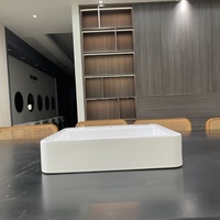 Meilleures ventes : Lavabo de salle de bain rectangulaire en céramique blanche, lavabo d'art en porcelaine à poser sur table, de fabricant de céramique