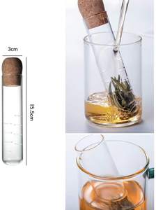 पारदर्शी बोरोसिलिकेट ग्लास चाय के लिए कोर्क ढक्कन फिल्टर और धातु के बर्तन के साथ सेट किया गया - Product Image 4