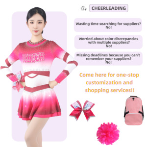 Costume de pom-pom girl pour filles, uniforme de cheerleading à manches longues, robe de danse pour enfants, fleurs à la main, chaussettes, ensembles de vêtements de danse de scène - Product Image 2